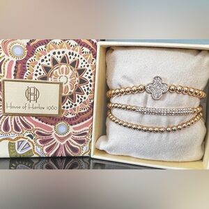 House of Harlow 1960 Gold and Silver Beaded Bracelet Set